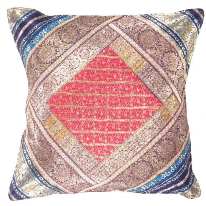 Vintage Sari silk Square Pillow Case 16 ": Vintage Sari silk Square Pillow Case 16 " - N/A, Traditional, Hand-Woven, sari Silk, 300 -PSS 178- 862.This item is part of our fine auction collection which includes many fine home accessories includ