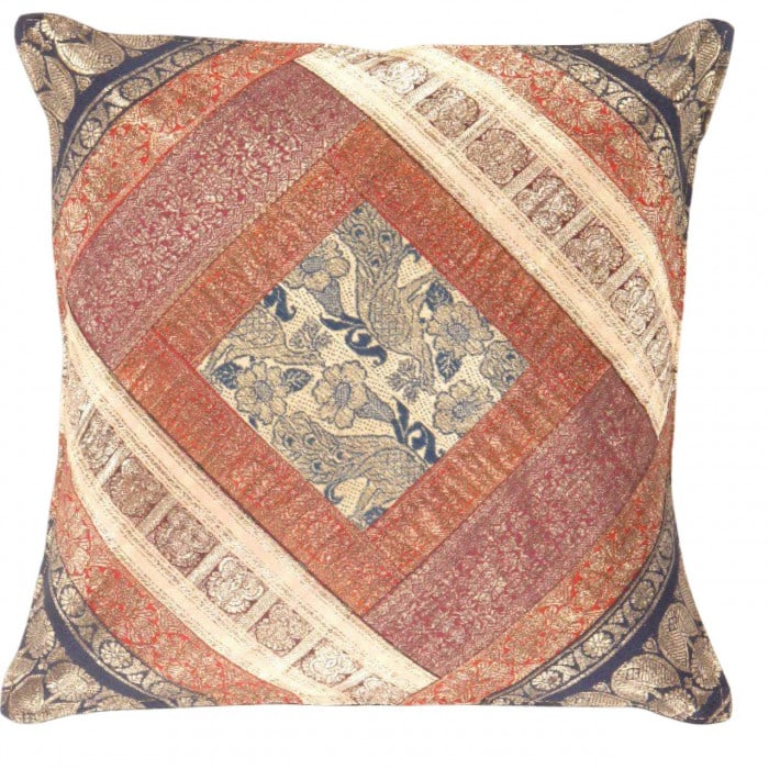 Vintage Sari silk Square Pillow Case 16 ": Vintage Sari silk Square Pillow Case 16 " - N/A, Traditional, Hand-Woven, sari Silk, 300 -PSS 179, 180- 862.This item is part of our fine auction collection which includes many fine home accessories i