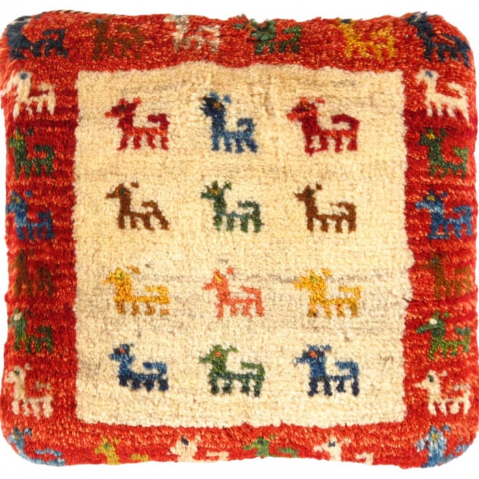 Fine Hand knotted Gabbeh pillow 17"X 17": Fine Hand knotted Gabbeh pillow 17"X 17" - N/A, Turkish, Hand-Woven, Lamb's Wool, 300 -PG 397- 862.This item is part of our fine auction collection which includes many fine home accessories including