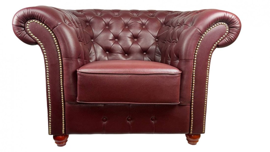 Leather Chesterfield Chair: Leather Chesterfield Chair - New, Casual, N/A, PU-Leather, 300 -PF0022- 862.This item is part of our fine auction collection which includes many fine home accessories including antique rugs, vintage r