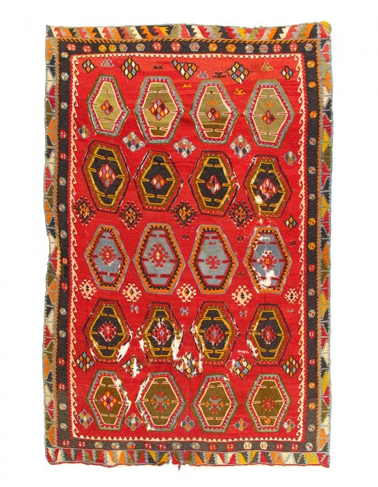 Red Antique Turkish Kilim Rug 7'9"x 11'3" (1 of 3)