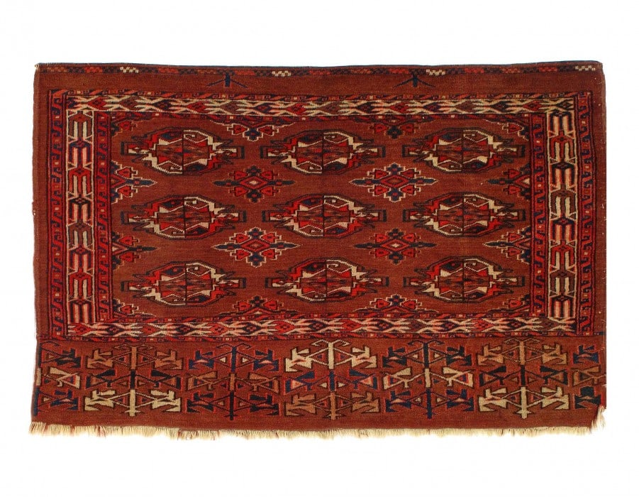 Rust Antique Russian Turkoman Scatter Rug 2'7'' X 4'' (1 of 3)