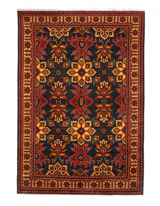 Navy Blue Fine Hand knotted Turkaman rug 6'6'' X 9'6'' (1 of 4)