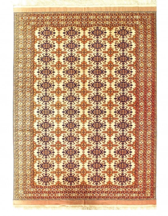 Fine Hand Knotted Vintage silk Turkaman 7' X 9'9 (1 of 7)