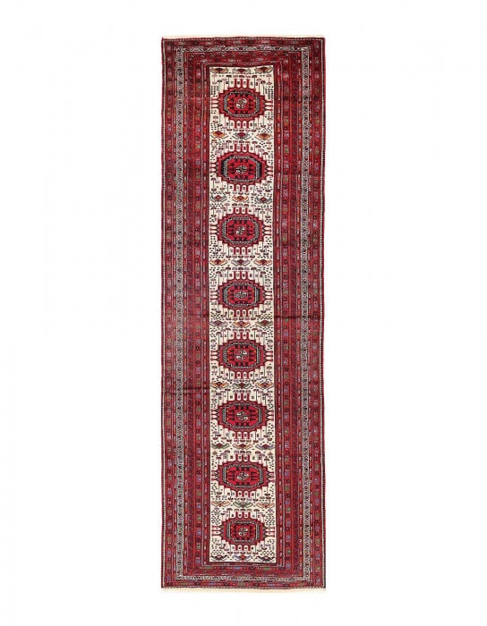 Fine Hand-Knotted Torkaman Runner 3'6"x12'10" (1 of 3)