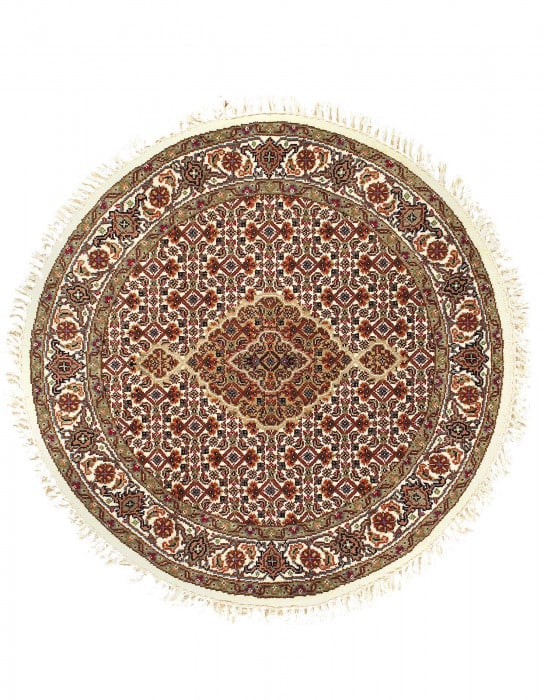 Tabriz Mahi Design Silk & Wool Rug 3'4" X 3'4" (1 of 3)