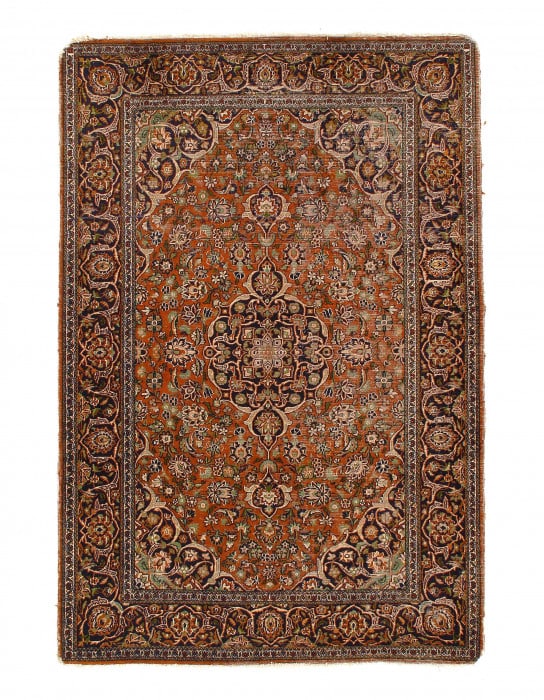 Rose Color Fine Hand knotted silk Tabriz rug 4'2"X 6'2" (1 of 4)