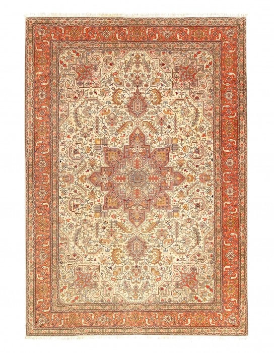 Ivory Persian Tabriz silk & wool 7'x10' (1 of 9)