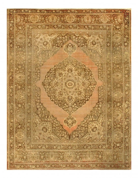 Light Brown Persian Antique Tabriz 9'.3'' X 11'.6'' (1 of 5)