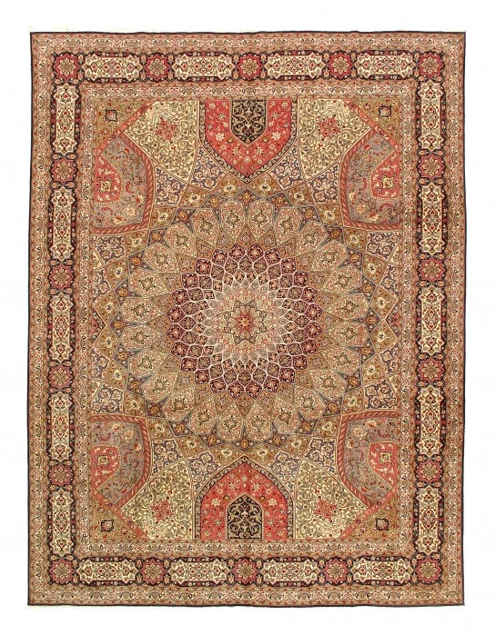 Multi Color Persian Tabriz Gonbad 10' X 13' (1 of 9)