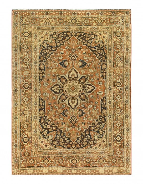 Rust Antique Tabriz 3' 11'' X 5' 6'': Rust Antique Tabriz 3' 11'' X 5' 6'' - circa 1900, Tabriz, Hand-Knotted, Lamb's Wool, 300 -D04935- 862.This item is part of our fine auction collection which includes many fine home accessories
