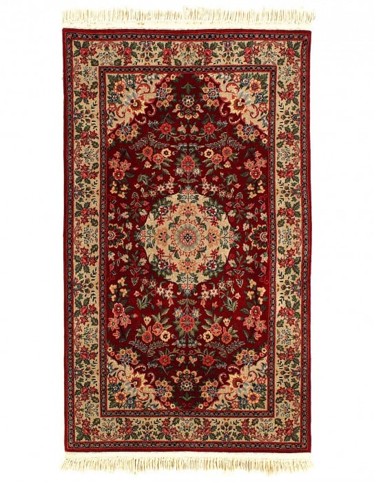 Red Genuine Tabriz Design Silk & Wool Pile Rug 3'x 5'1" (1 of 3)