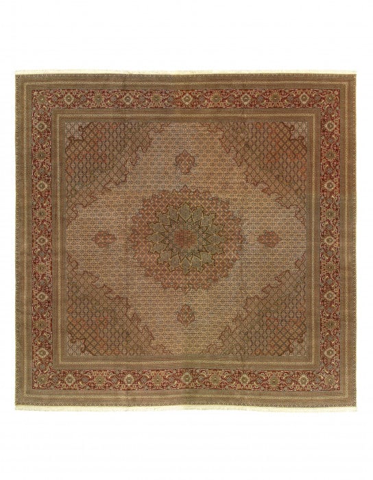Ivory Persian Tabriz Silk & Lamb's Wool 16'6" X 16'6": Ivory Persian Tabriz Silk & Lamb's Wool 16'6" X 16'6" - New, Tabriz, Hand-Knotted, Wool & Silk, 300 -D03226- 862.This item is part of our fine auction collection which includes many fine home accessor