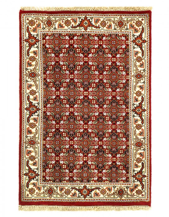 Red color Fine Hand Knotted Silk & wool rug 2' X 3' (1 of 3)