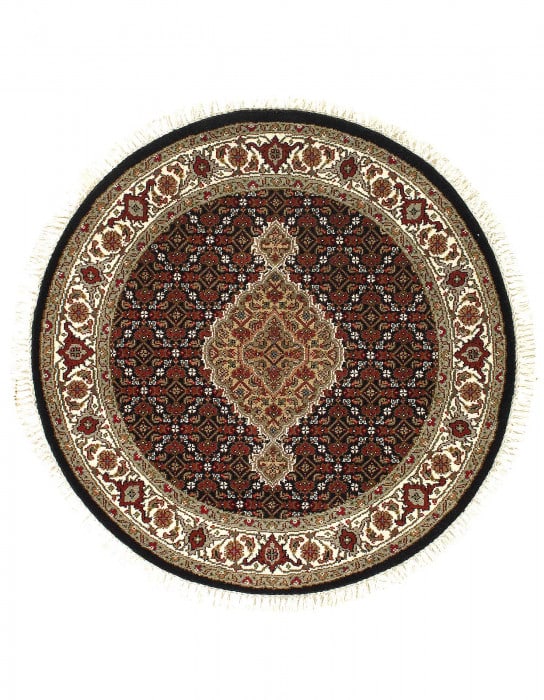 Fine Hand Knotted Silk & wool Tabriz round rug 4'' X 4'' (1 of 3)