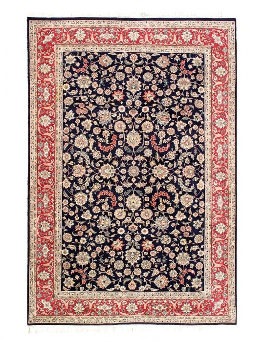 Navy Blue Fine Hand Knotted Pak Tabriz 6'1'' X 9'2'' (1 of 4)