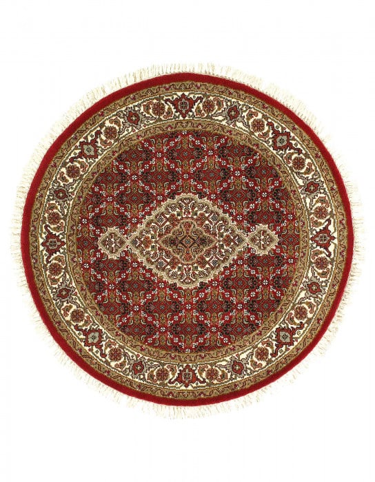 Fine Hand Knotted Silk & wool Tabriz round rug 3'4'' X 3'4'' (1 of 3)