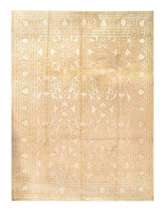 Beige Color fine Hand kNotted Tabriz 9'9'' X 14': Beige Color fine Hand kNotted Tabriz 9'9'' X 14' - New, Tabriz, Hand-Knotted, Wool & Silk, 300 -D07313- 862.This item is part of our fine auction collection which includes many fine home accessories