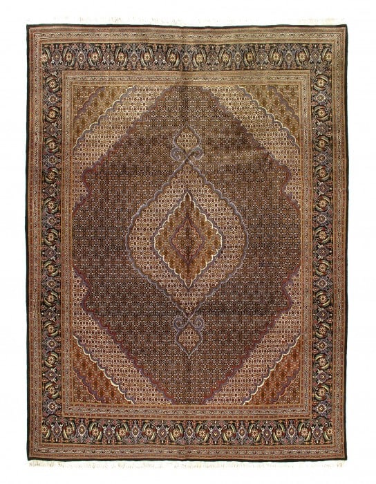 Light Brown Fine Persian silk & wool Tabriz 8'3'' X 11'1'': Light Brown Fine Persian silk & wool Tabriz 8'3'' X 11'1'' - New, Tabriz, Hand-Knotted, Wool & Silk, 300 -D09760- 862.This item is part of our fine auction collection which includes many fine home