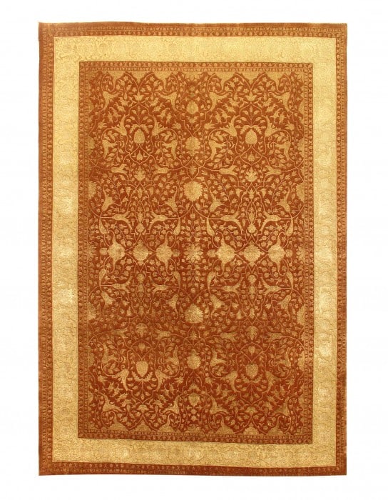 Rust Color Fine Hand Knotted Silk & wool Tabriz Design 8'2'' X 12'1'' (1 of 6)