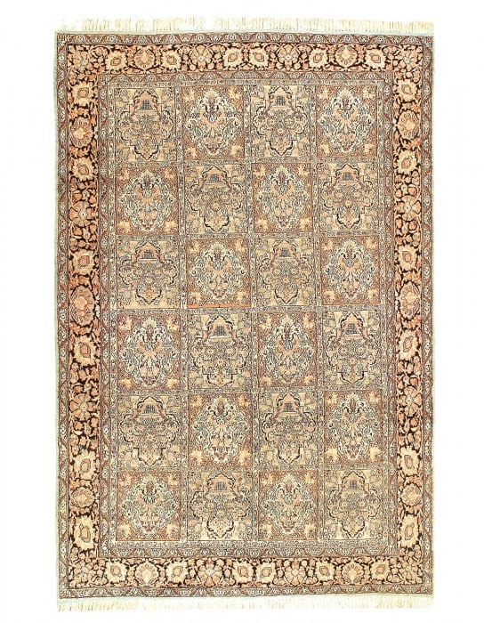 Fine Hand Knotted Art Silk Vintage Tabriz Design 6' X 9' (1 of 3)