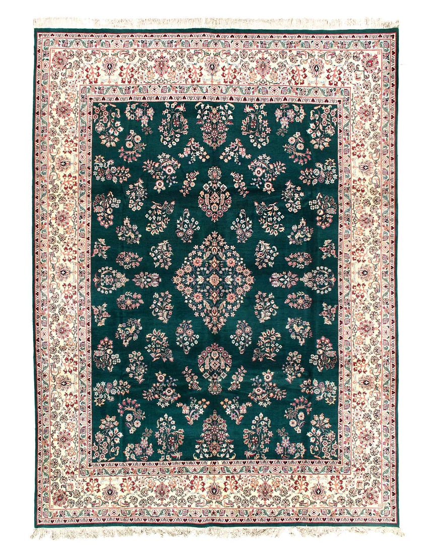 Fine Hand Knotted all over design rug 9'3"x 12'4": Fine Hand Knotted all over design rug 9'3"x 12'4" - NEW, Tabriz, Hand-Knotted, Lamb's Wool, 300 -W52621- 862.This item is part of our fine auction collection which includes many fine home accessories