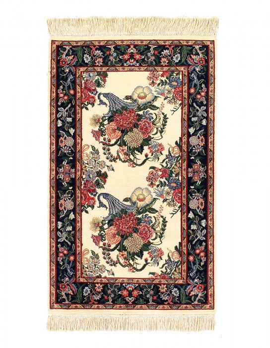 Ivory Fine Hand Knotted Pak Persian Tabriz square rug 2'7"x 4'3" (1 of 3)