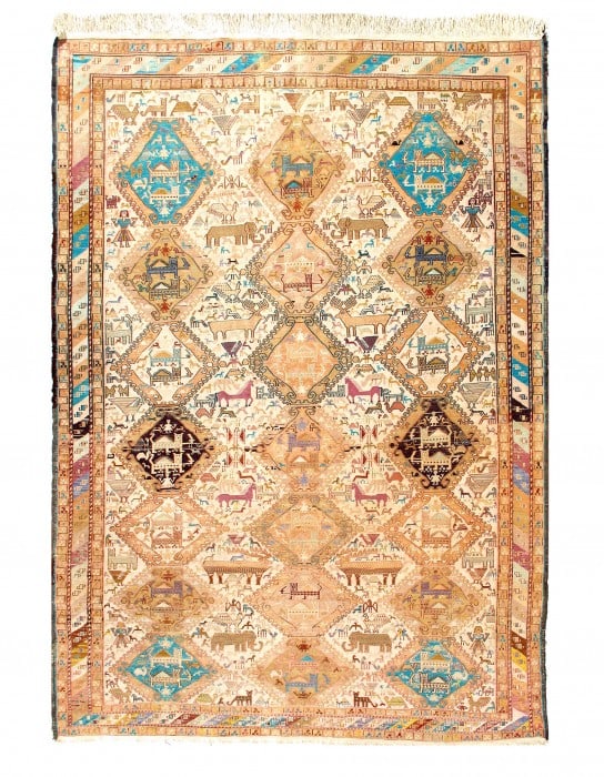 Handmade One-of-a-Kind Soumak Silk Rug 6'3'' X 9'2'' (1 of 5)