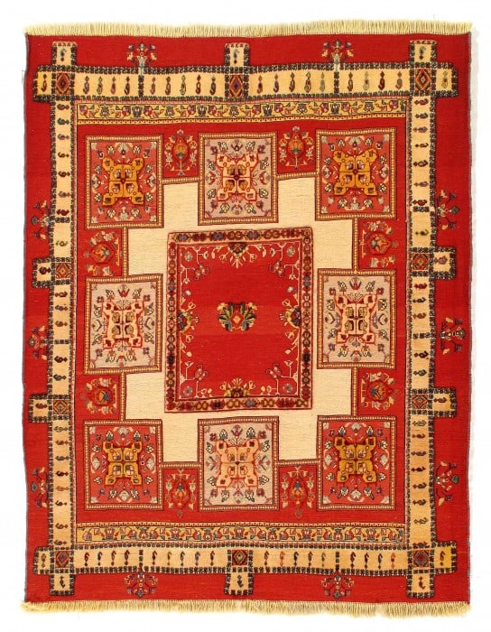Red color Persian Flat weave sumak rug 4'11'' X 6' (1 of 4)