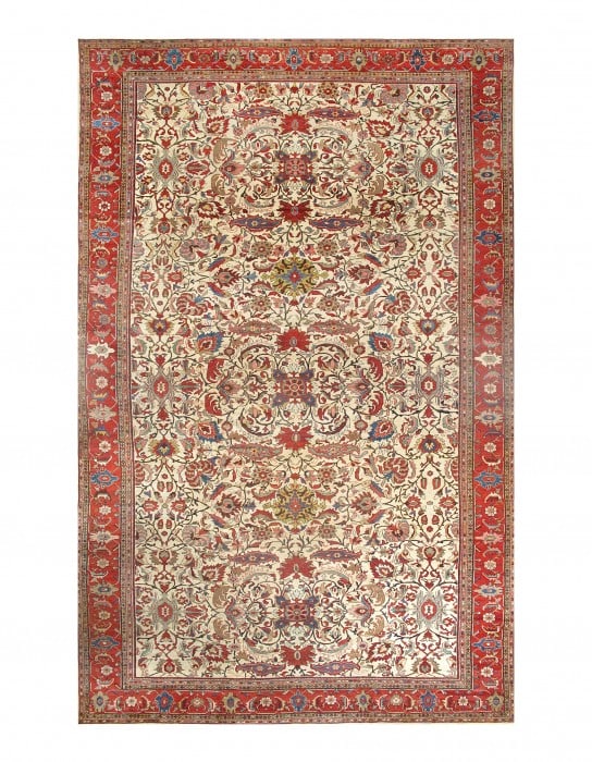 Ivory Antique Persian Sultanabad 12'9" X 22'1" (1 of 3)
