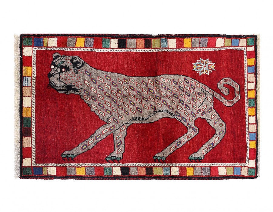 Fine Hand Knotted Cheetah Design Persian Shiraz Rug 2'9'' X 4'9'' (1 of 4)