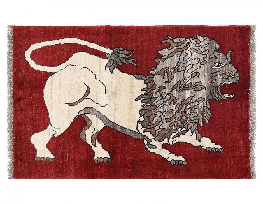Handmade Persian Gabbeh Pictorial Lion Accent 3'X 4'5" (1 of 3)