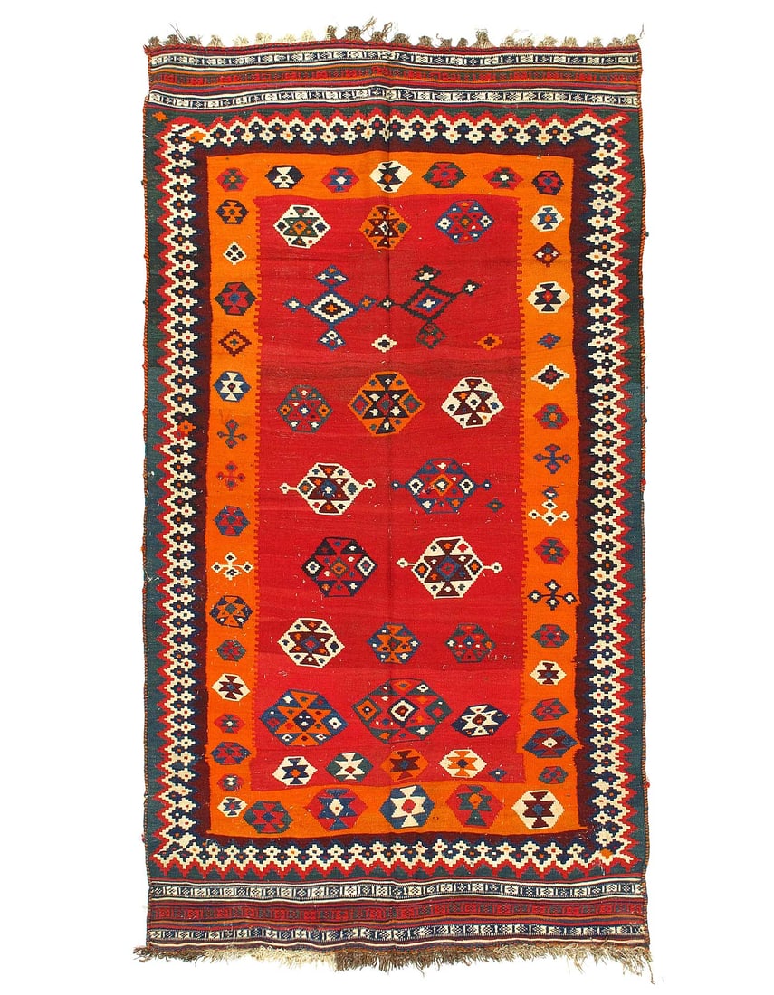 Red Vintage Persian Reversible Kilim Flat Weave 4'6'' X 7'11'' (1 of 3)