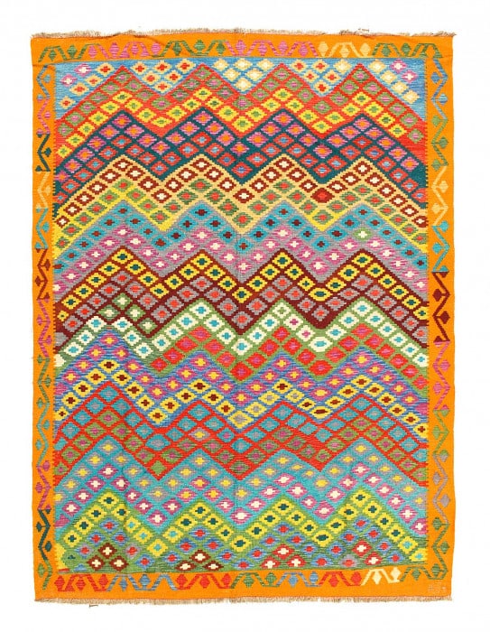 Reversible Kilim Flat Weave Wool On Wool Rug 6'X 8' (1 of 3)