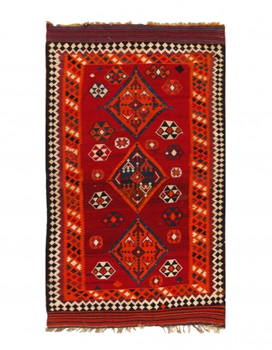 Red Vintage Persian Shiraz Kilim 5'8" X 9'8" (1 of 5)