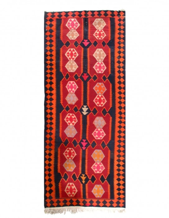 Rust Persian Hand Knotted fine kilim shiraz 4'9'' X 12'4'' (1 of 3)