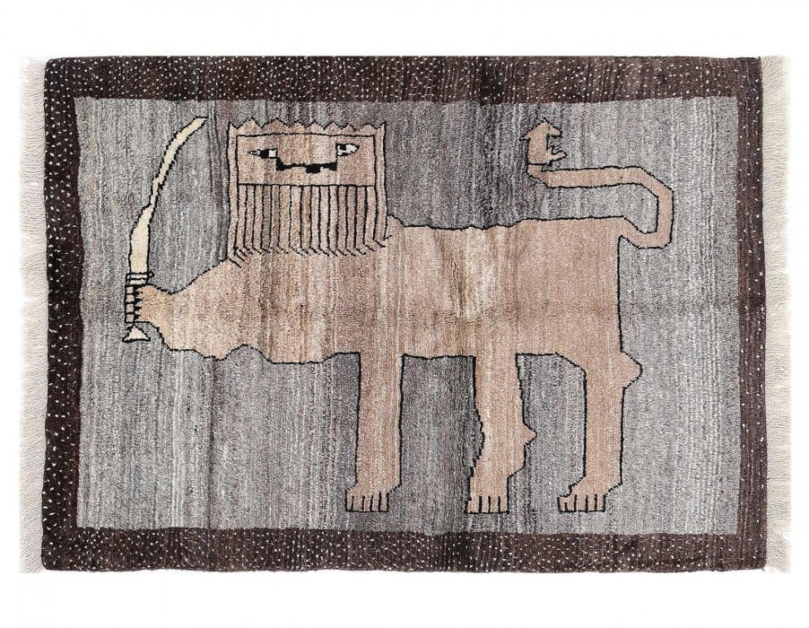 Fine Hand knotted Persian Lion design Shiraz rug 3'7'' X 5': Fine Hand knotted Persian Lion design Shiraz rug 3'7'' X 5' - 2020, Shiraz, Hand-Knotted, Lamb's Wool, 300 -D13888- 862.This item is part of our fine auction collection which includes many fine home a