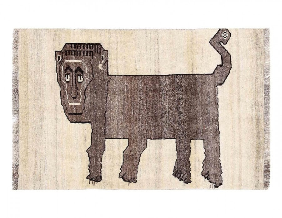 Handmade Persian Gabbeh Pictorial Lion Accent 2'7"X 4'2" (1 of 3)