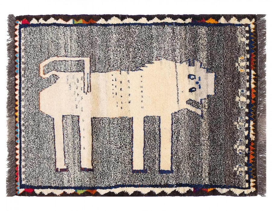 Handmade Persian Gabbeh Pictorial Lion Accent 3'4"X 4'7" (1 of 3)