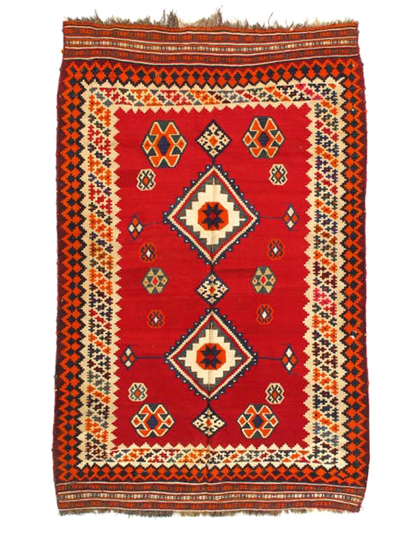 Red Vintage Persian Reversible Kilim Flat Weave 4'11'' X 7'4'' (1 of 3)