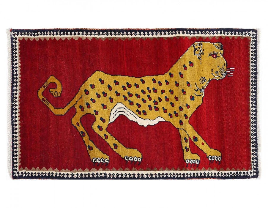 Animal Pictorial Cheetah Hand Knotted Rug 2'8"X 4'7" (1 of 3)