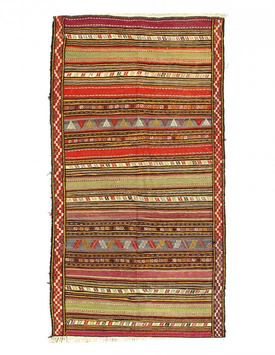 Rust Hand Knotted fine Kilim rug 5'3"x 9'4" (1 of 3)