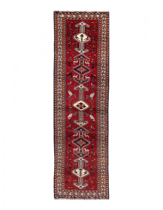 Hand knotted Persian shiraz runner3'5"x12'5" (1 of 3)