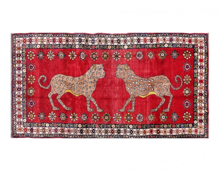 Fine Hand Knotted Cheetah Design Persian Shiraz Rug 4'8"X 9'4" (1 of 5)