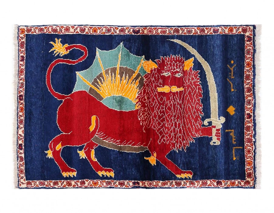 Animal Pictorial lion Hand Knotted 3'x 4'4": Animal Pictorial lion Hand Knotted 3'x 4'4" - NEW, Shiraz, Hand-Knotted, Lamb's Wool, 300 -D13820- 862.This item is part of our fine auction collection which includes many fine home accessories includ