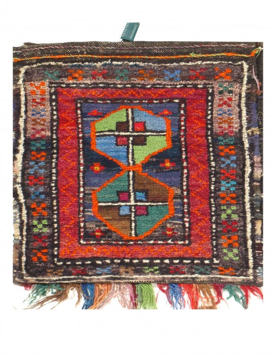 Vintage Persian Hand Knotted Shiraz saddle bag 1'3"X 1'4" (1 of 3)