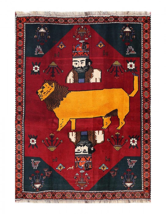 Fine Hand knotted Persian shiraz rug 4'1'' X 5'5'' (1 of 3)