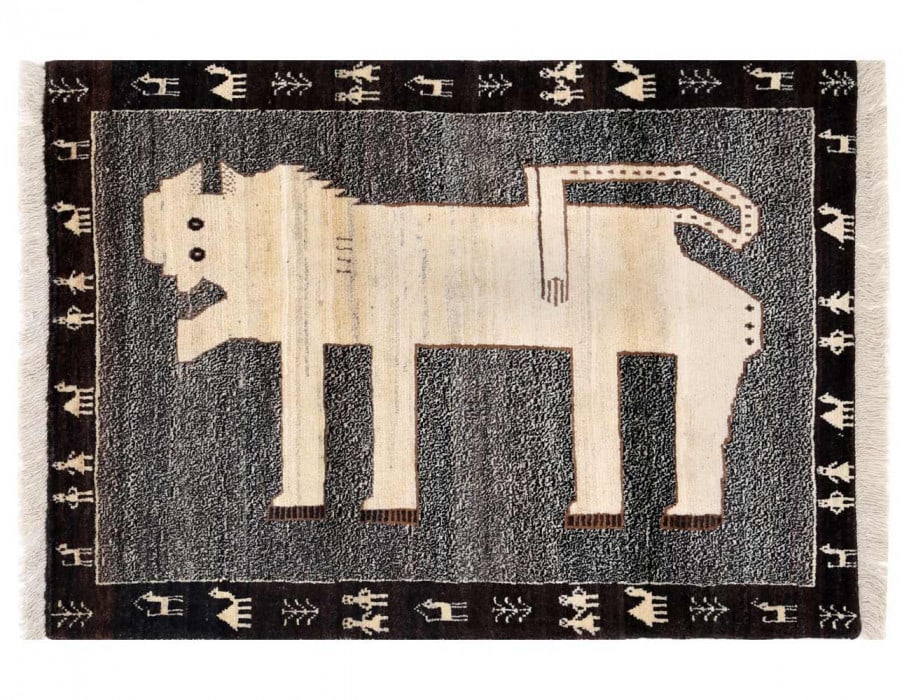 Fine Hand knotted Persian Lion design Shiraz rug 3'5'' X 4'9'' (1 of 3)