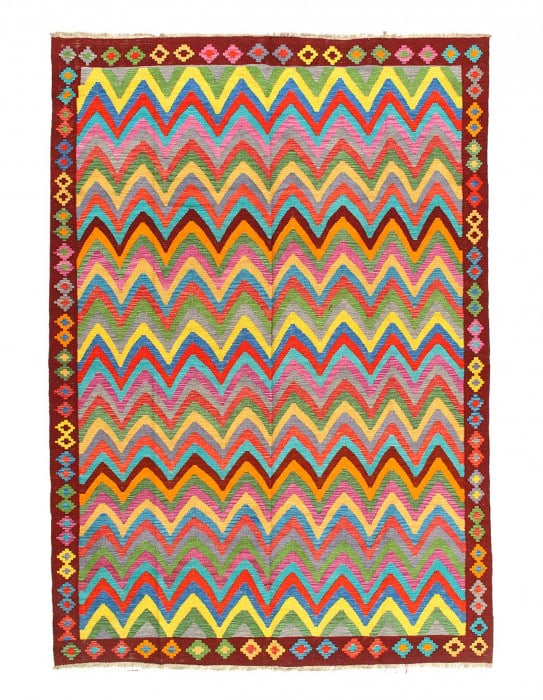 Reversible Kilim Flat Weave Wool On Wool Rug 6'7"x 9'7" (1 of 3)