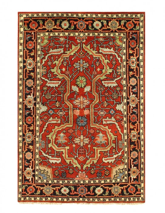 Rust Fine Hand Knotted Persian serapi Design Rug 4'1"X 6' (1 of 3)
